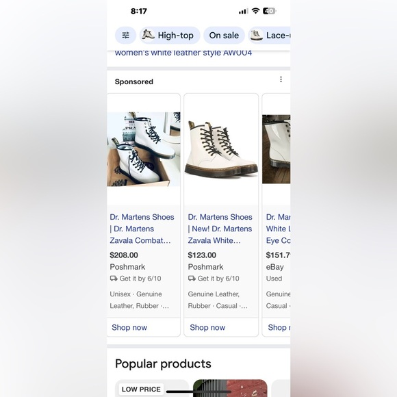 Dr. Martens Zavala Boot Women’s US Size 8 Euro 39 White Leather Combat AW004 - Picture 4 of 11